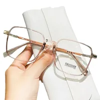 Male Female Large Frame Mirror Presbyopia Eyeglasses Gray Anti Blue Light Glasses +50+75+100 to+400 Photochromic Reading Glasses