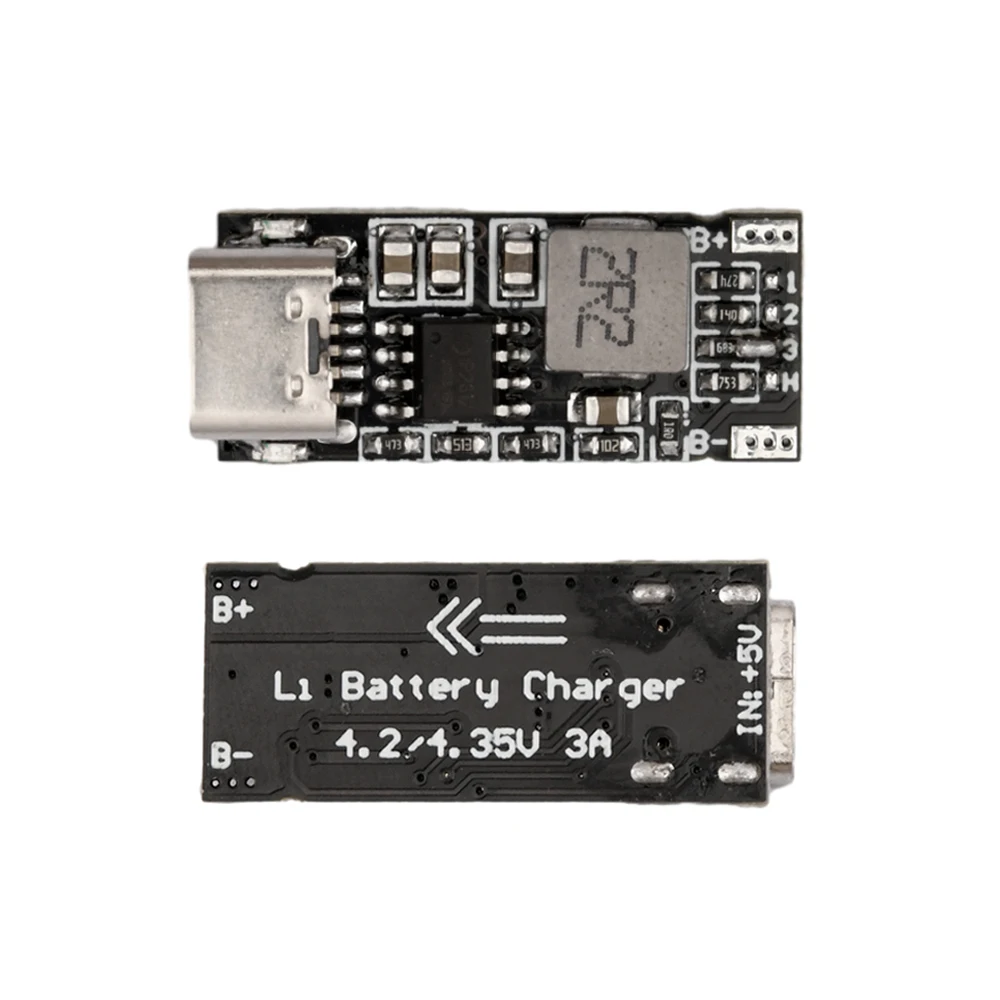 Carregamento rápido Lithium Battery Charge Module, PCB Board com Tipo C Entrada, 18650, 5V a 4.2V, 3A
