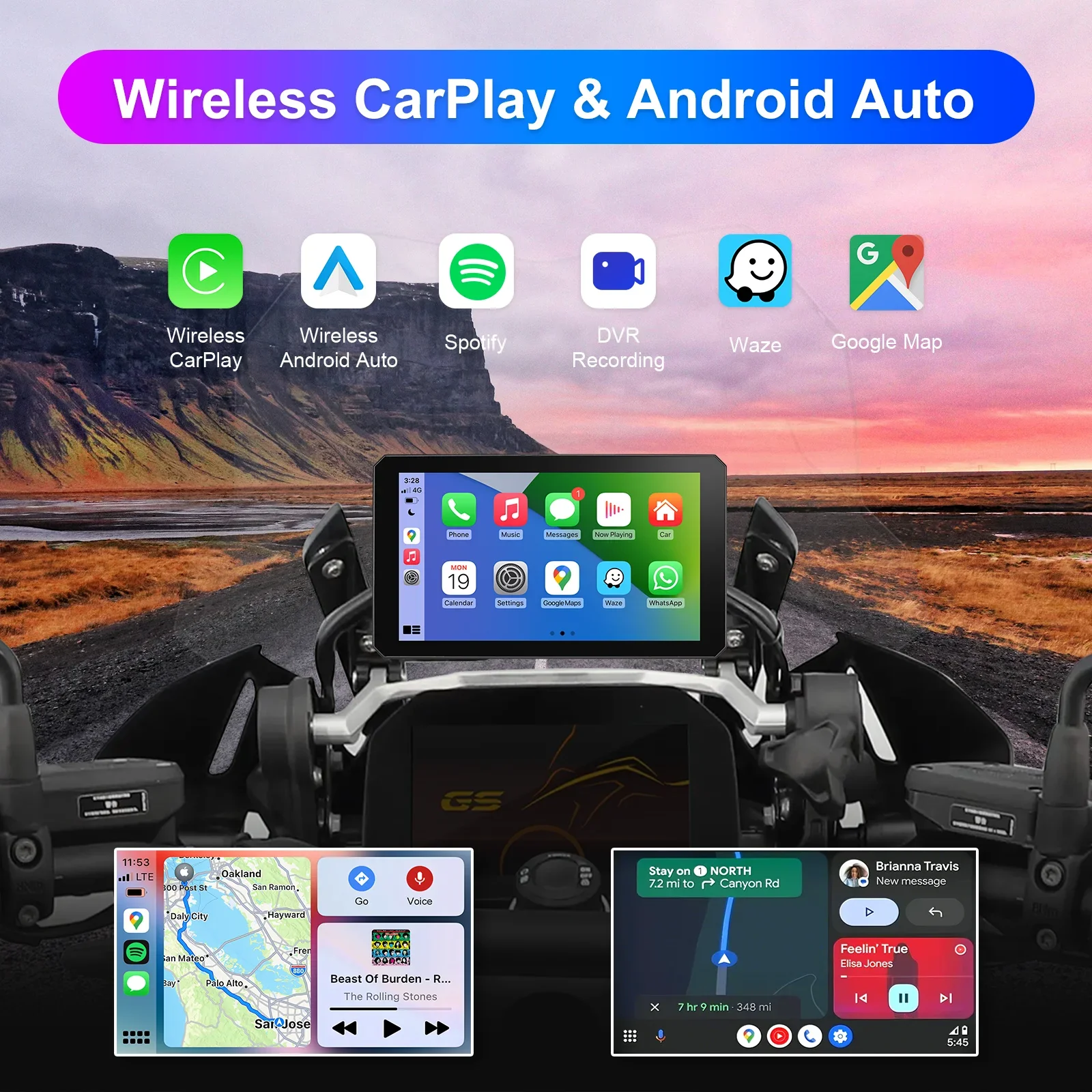 Android Auto for BMW Motorcycle with DVR Carplay M1000 XR R1200GS R1250GS S1000XR S1000RR R1300GS Wireless Navigation 7 Inch