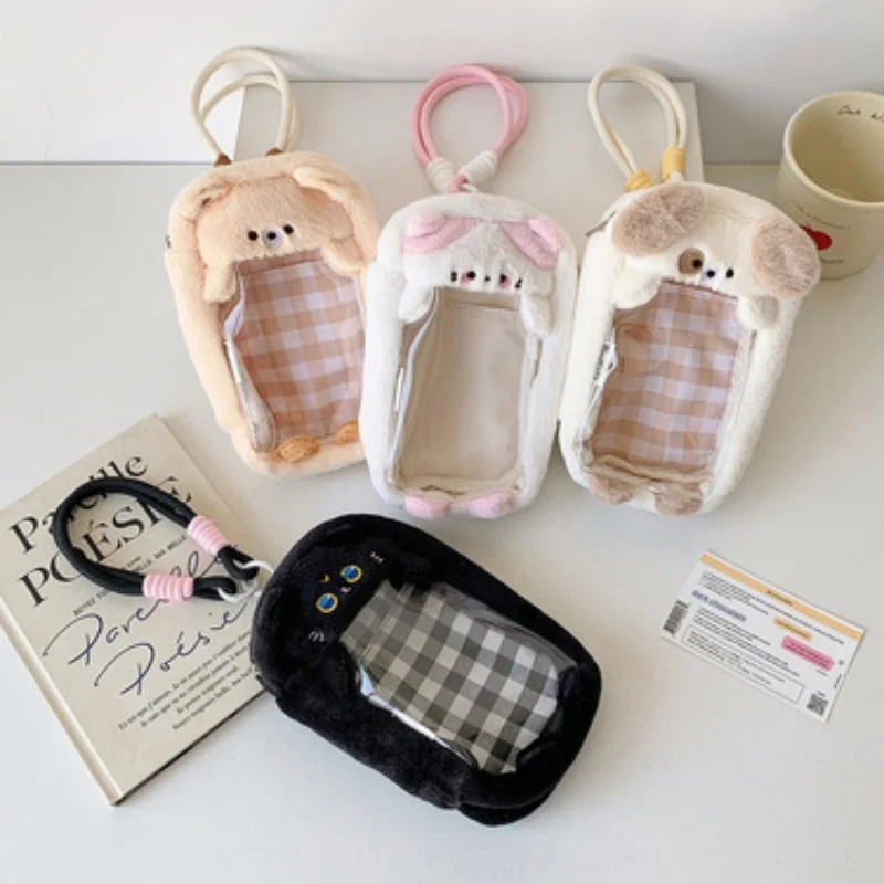 Cartoon Window-Opening Storage Bag with Handle, Handbag for Walking, Phone Bag, Coin Purse, in the Shape of a Puppy or Cat