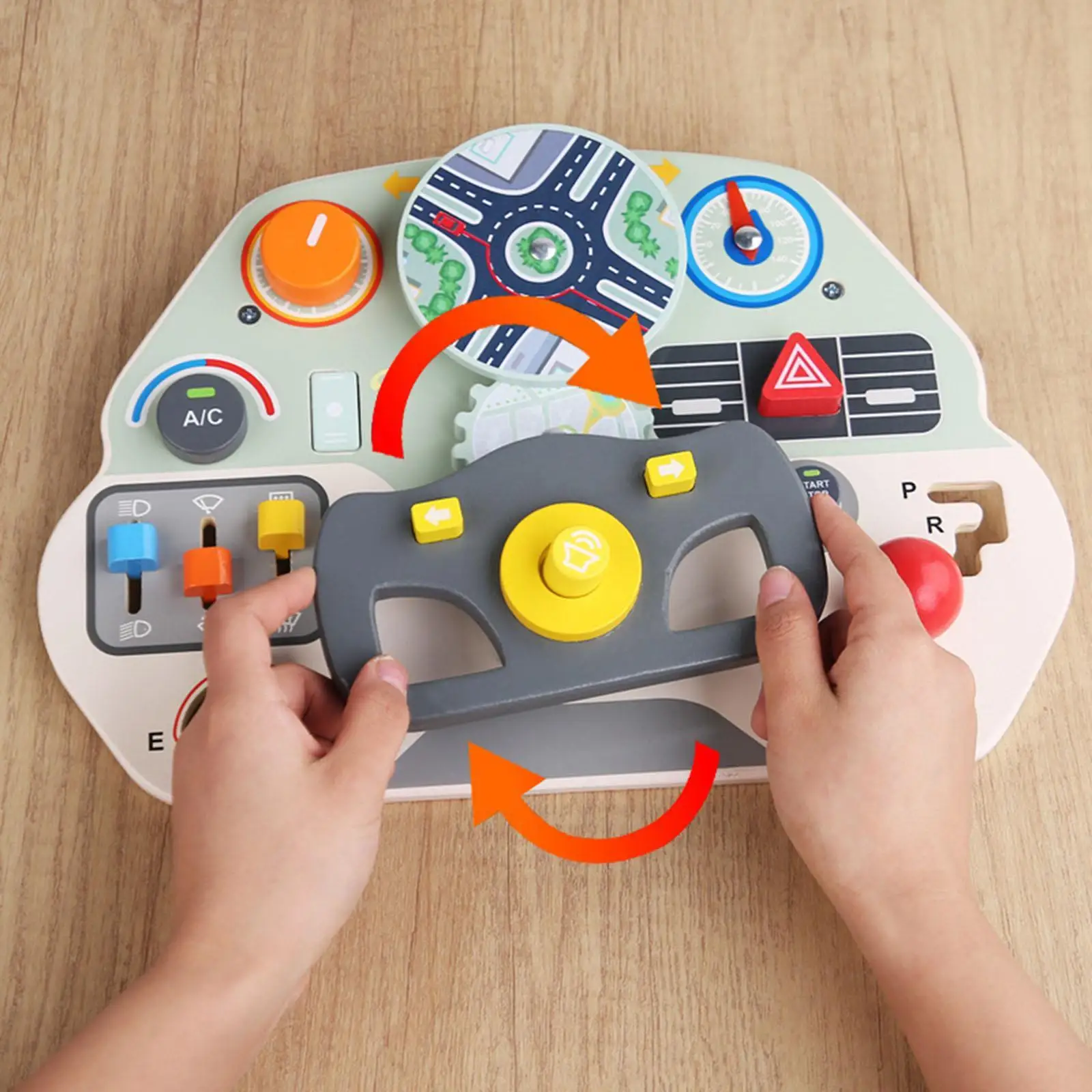 Steering Wheel Toy, kids Busy Board Travel Toy, Pretend Play Driving Toy, Sensory Activity Board for Activity Plane