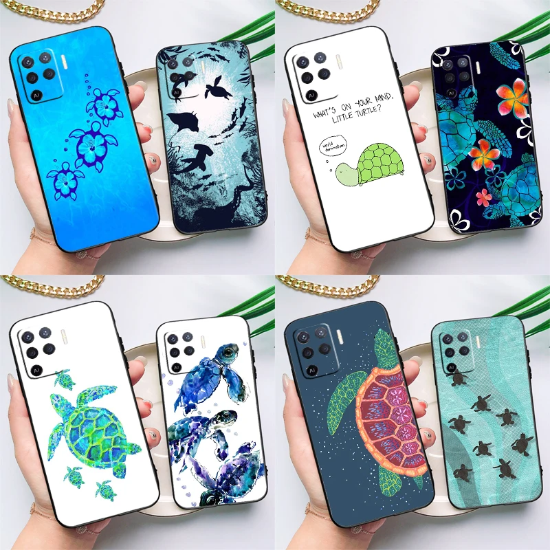 Ocean Sea Turtle Case For OPPO A17 A57 A77 A78 A15 A16 A52 A72 A76 A96 A74 A94 A5 A9 A31 A93 A54S A53S A57S