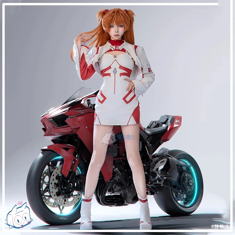 Asuka Cosplay EVA Asuka Langley Soryu Doujin traje de carreras Cosplay uniformes conjuntos peluca Anime Cosplay accesorios y zapatos