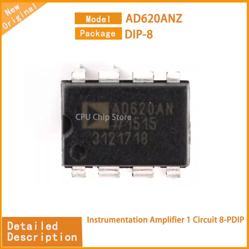 5Pcs/Lot  New Original   AD620ANZ AD620  Instrumentation Amplifier 1 Circuit 8-PDIP