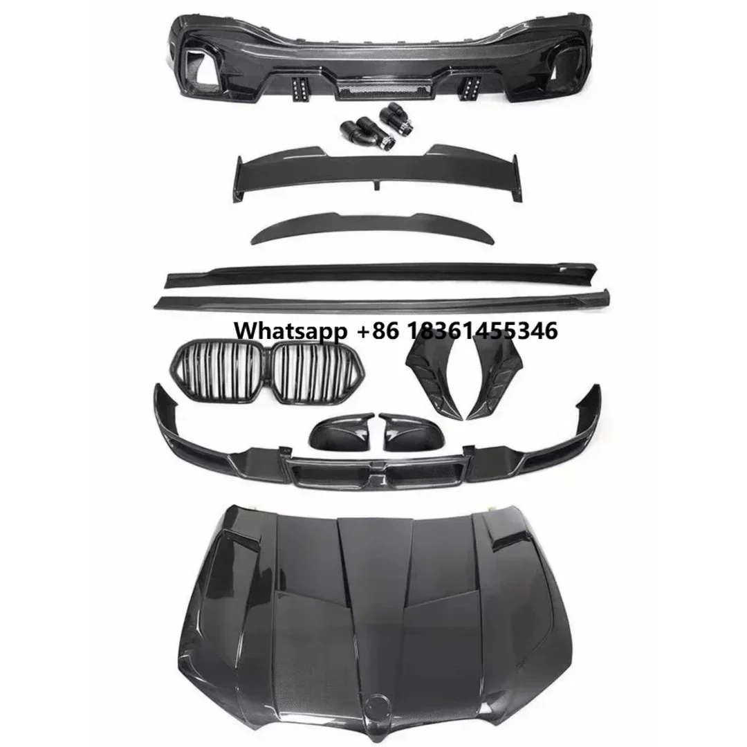 

For X6 2018-22 modified Engine Hood Tail Wing Side Skirt Auto Accessories Carbon Fiber Front Rear Lip Grill Mask
