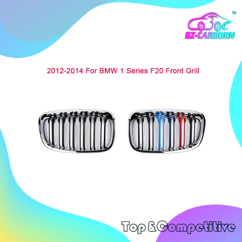 

2012-2014 For BMW 1 Series F20 Radiator Grill Double Slats Gloss Black/Matt Black/Chrome/Black TRI Color ABS Front Kidney Grille