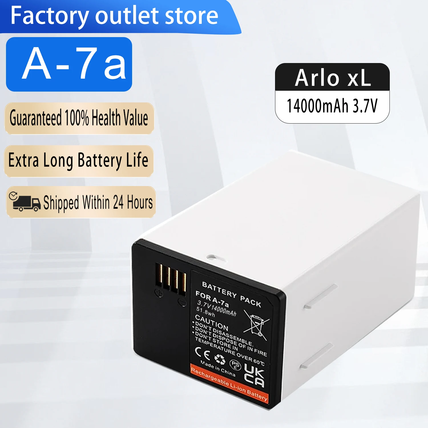 

DXT New A-7a Battery for Arlo A7 A14 A-14a Arlo Pro 4 XL Arlo Go 2 VMA5410 Ultra 2 Pro 3 Upgraded 14000mAh with Charger