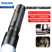 Philips Super Bright Flashlight Range Zoom Rechargeable LED Long Range Tactical Torch Outdoor Waterproof Camping Fishing Lantern