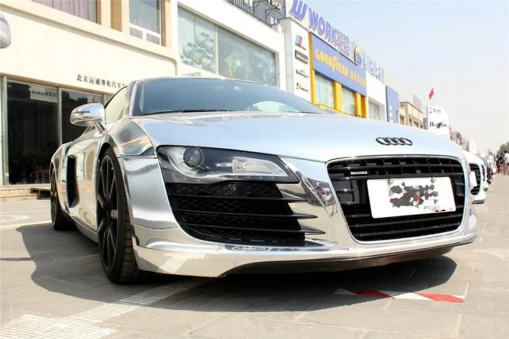 Flexible Gloss Mirror Chrome Silver Vinyl Wrap Film Foil Sticker Bubble Free Car Decal Computer Cover Phone Skin