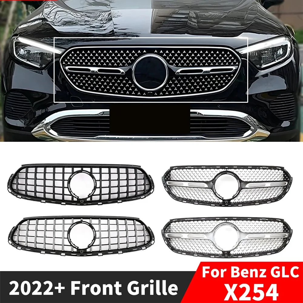 For Mercedes Benz New GLC X254 2022 2023 2024+ GT Diamond Style Front Radiator Grille Inlet Grid Mesh Grill Tuning Accessories