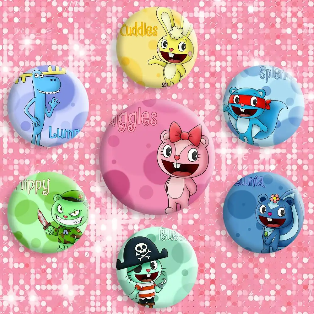 H-Happy Tree Friends Brooches Cartoon Badge Pins Backpack Hat Accessories Friend Gift