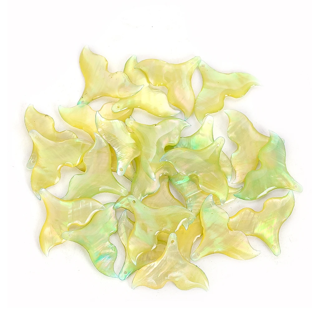 AB Color Shell Paper Resin Mermaid Whale Tail Single - Hole Design Iridescent Finish Miniature Size DIY Jewelry Charm Resin Art