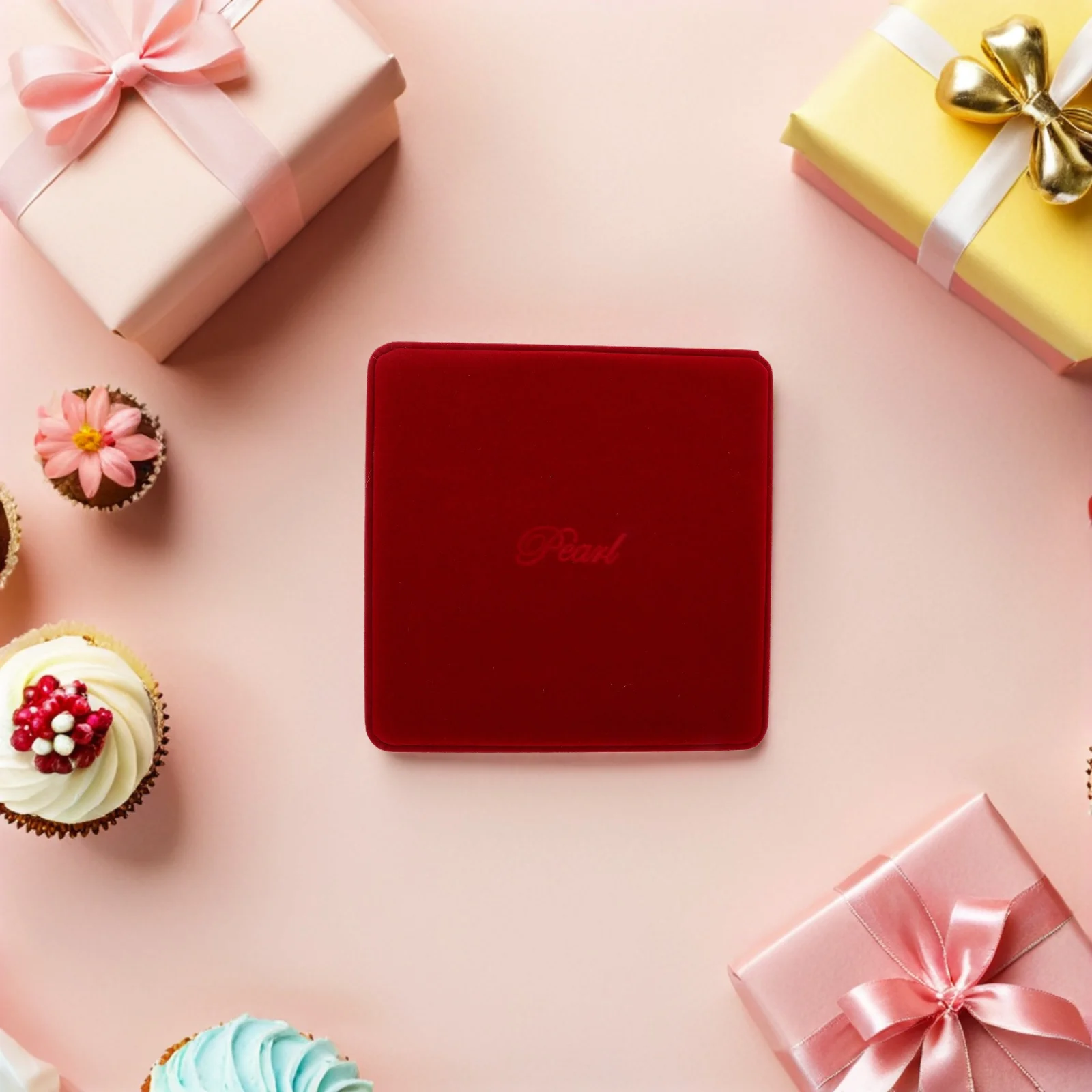 

Pearl Necklace Box Soft Jewelry Storage Case Red Decorative Organizer Portable Travel Jewelry Holder Display Storage Box