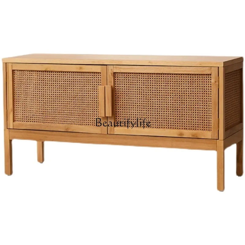 

Modern Simple Home Living Room Rattan Wall Cabinet Small Apartment Light Luxury Locker