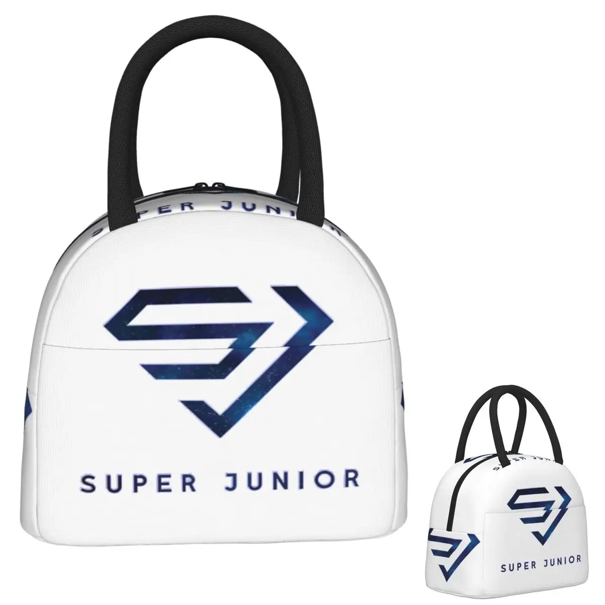 Super Junior Logo Insulated Lunch Bag for Women Kids Portable Food Boxes Thermal Lunch Box Tote