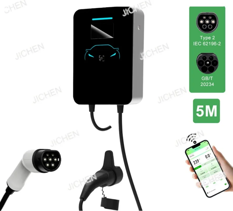 

Настенное зарядное устройство для электромобилей 7 кВт, 11 кВт, 22 кВт, трехфазная зарядная станция переменного тока, тип 2, автомобильное зарядное устройство для дома/коммерческого использования