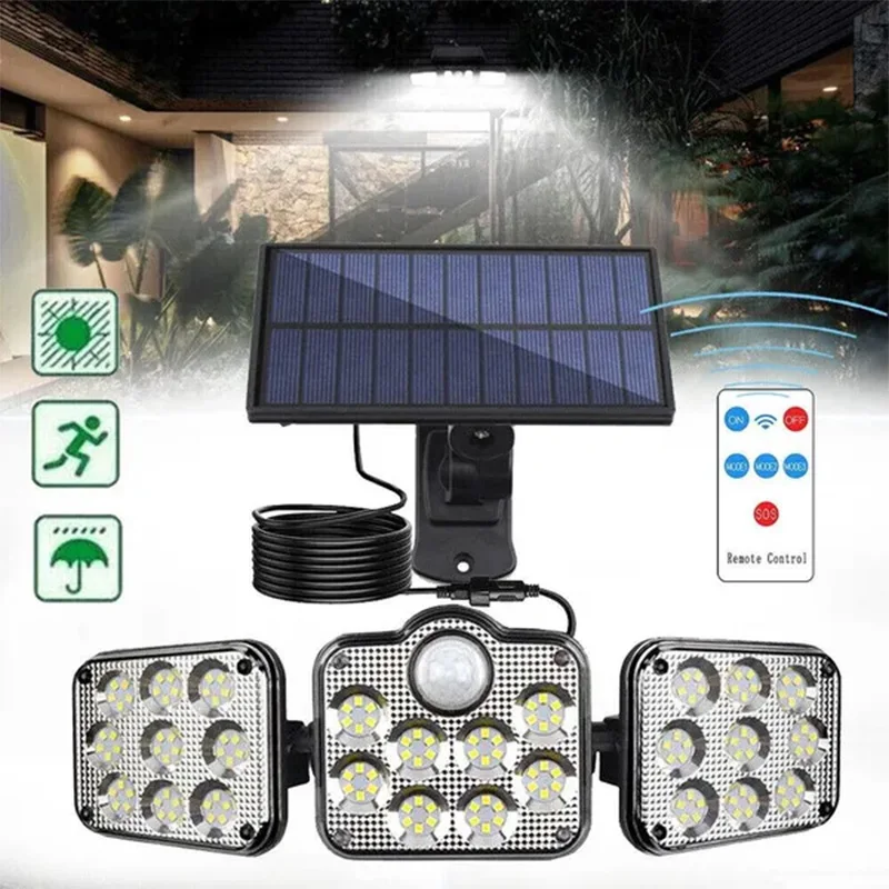 

138LED Solar Lights Outdoor Motion Sensor Human Induction Adjustable Head IP65 Waterproof Solar Power Wall Lamp