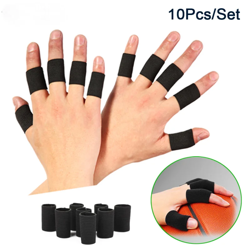 10pcs Stretchy Sports Finger Sleeves Arthritis Support Finger Guard Outdoor Basketball Volleyball Non-slip Finger Protection