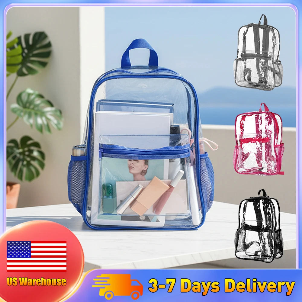 

Прозрачные рюкзаки из ПВХ, 15 дюймов, оптом, 48/72 штуки, усиленные, прозрачные сумки для книг, одобренные для стадионов, для колледжа, путешествий, спортзала