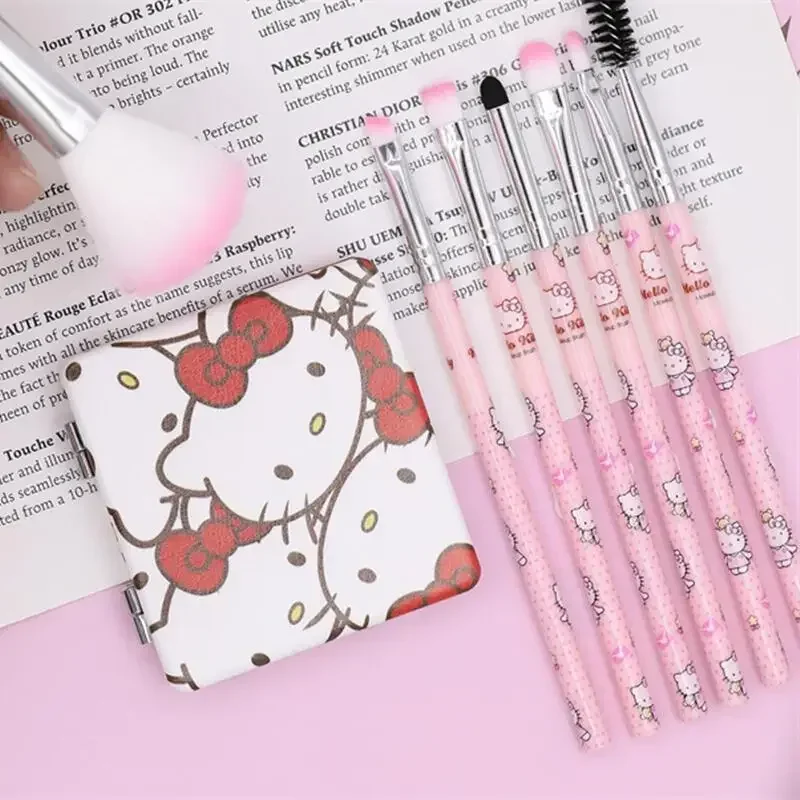 Sanrio Hello Kitty Makeup Brush Set Anime Fashion Jewelry Blush Eyebrow Lip Eyeshadow Brush Beauty Tools Girls Holiday Gifts