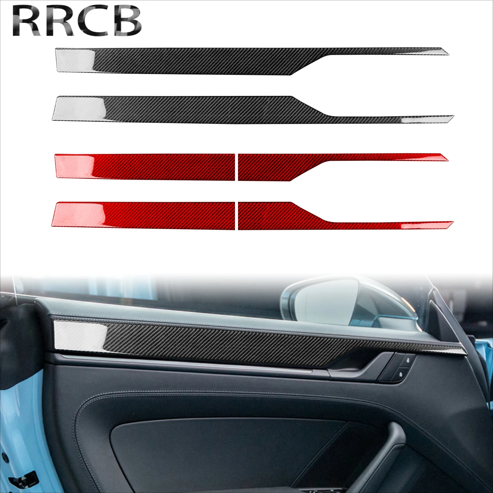 

For Porsche 992 911 2019-2024 Carbon Fiber Door Handle Armrest Decorative Car Interior Soft Cover Tuning Stickers Accessories