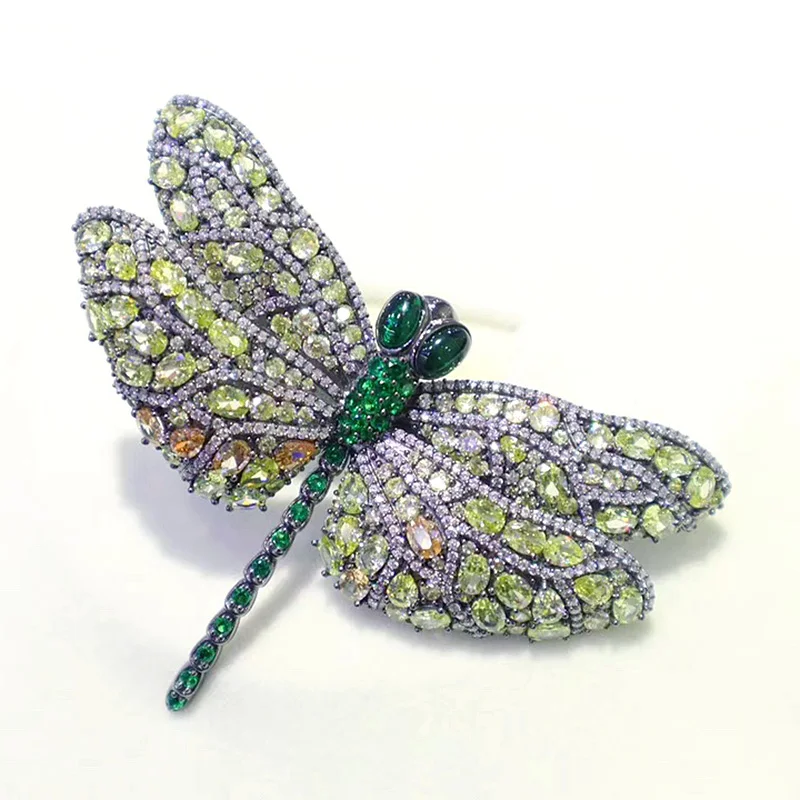 ZOCA Luxury New Large Dragonfly Brooch Aesthetic Collection 925 Sterling Silver Zircon Inlaid Fine Jewelry Female Gift Party