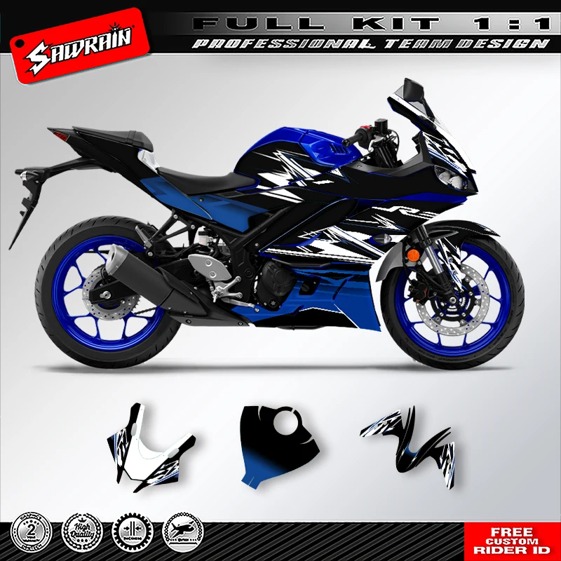 

Sawrain Custom Motorcycle Backgrounds Graphcis Decal Stickers Kits for YAMAHA 2019 2020 2021 2022 2023 R3 002
