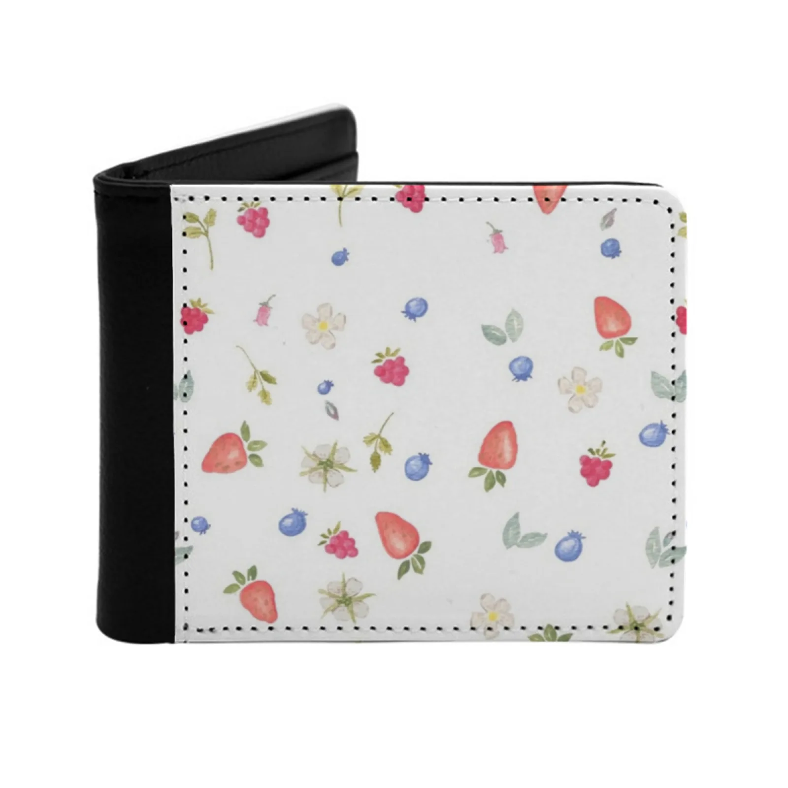 

Мужской кожаный кошелек Berry Good, держатели для кредитных карт/Id, вставки для денег, мужские короткие кошельки, ягоды, акварель, ягоды, акварель