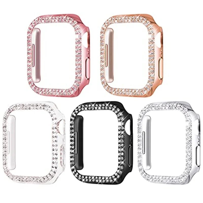 Funda de diamante para Apple Watch, protector de parachoques de PC de 45mm, 41mm, 42mm y 38mm, serie iwatch 9 8 7 6 5 4 3 Se 40mm 44mm, accesorios