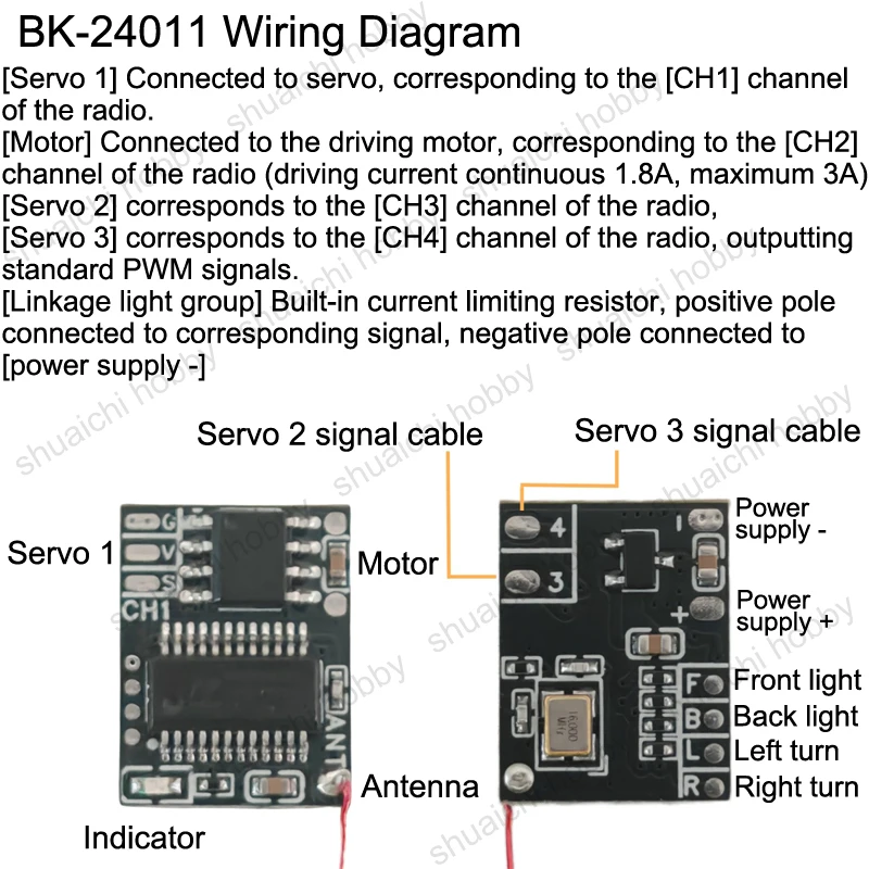 2.4G Wzmacniacz sygnału radiowego Wyjście DC5V 8CH Sygnał PWM Wejście portu typu C Wbudowany moduł odbiornika ESC MINI do modelu samochodu RC Drone