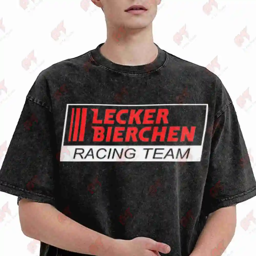 Lecker Bierchen Racing Team Vintage Washed Tee Pure Cotton T-Shirt