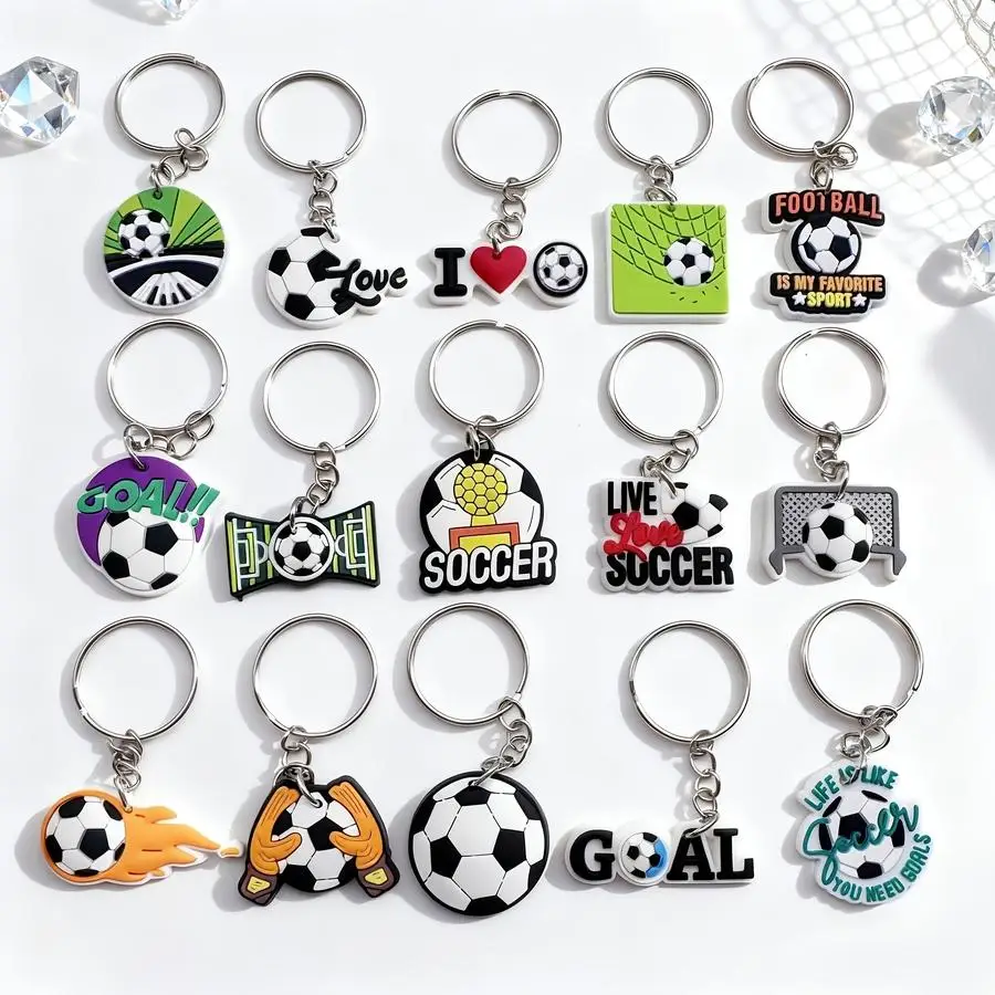 1/5/10/20/50/100pcs Soccer Sports Keychain, Competitive Decoration DIY Gift for Family and Friends Love Mini Items Daughters Fri