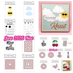 Three Scoops Sun with Sunglasses Happy Faces Hugs & Kisses Metal Cutting Dies for DIY Handmade Scrapbook Calendar June 2026 New
