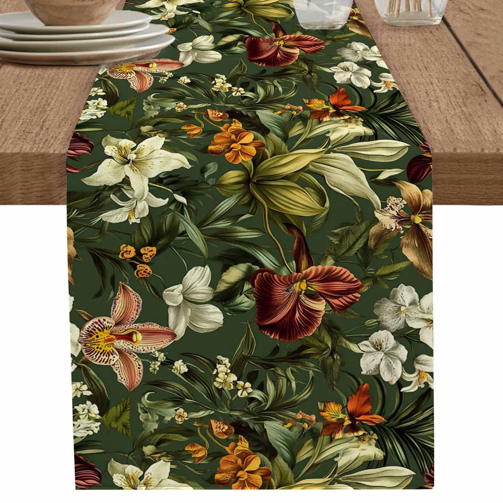

Retro Romantic Flowers Table Runner Kitchen Decor Tablecloth Placemat Hotel Home Wedding Decor Table Runners