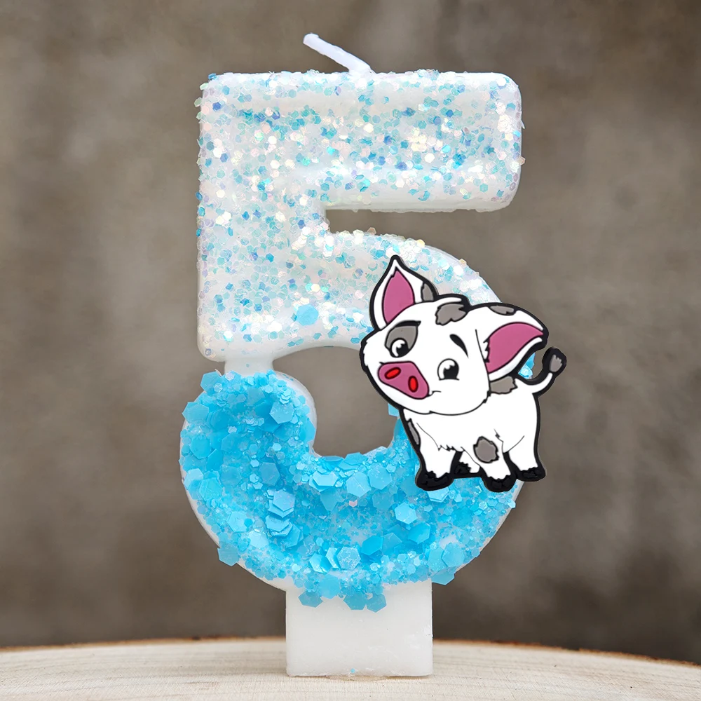 المحيط مغامرات موانا شمعة الكرتون 0-9 عدد الاطفال كعكة عيد ميلاد لوازم الديكور أنيمي اكسسوارات الحفلات الإمدادات