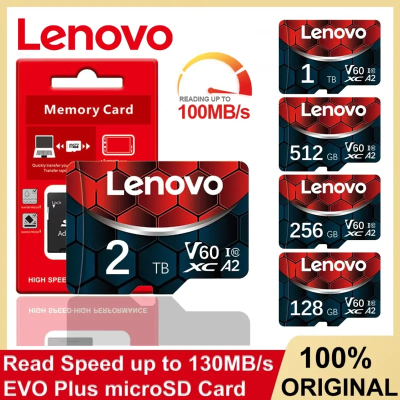 Lenovo 2TB SD Memory Card 1TB 512GB Micro TF SD Card 128GB 256GB U3 Class 10 Full HD TF Memory Flash Card For CellPhone Computer