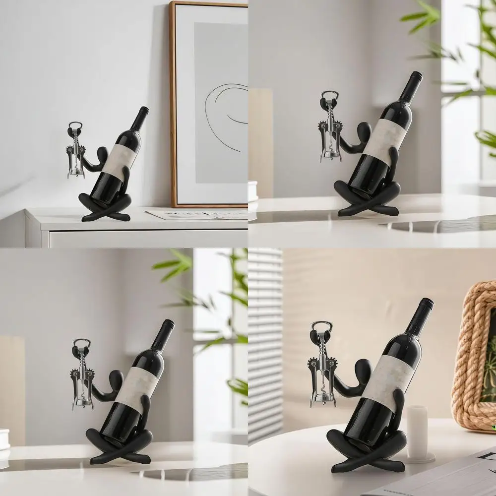 

Стильная черная винная полка из смолы с полым дизайном для современного хранения бутылок