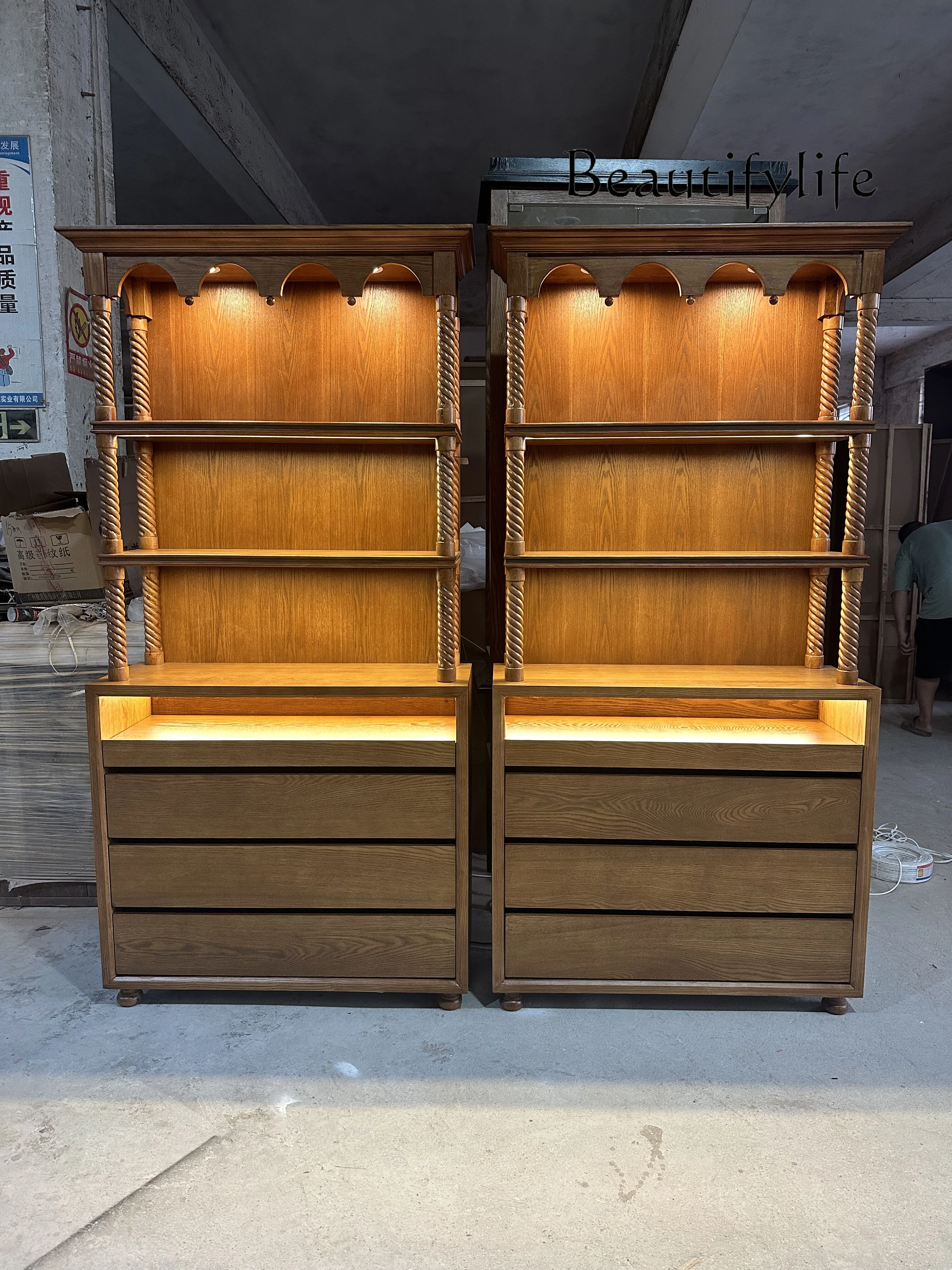 Medieval display cabinet, jewelry cabinet, multi-functional product display, European retro multi-layer cabinet