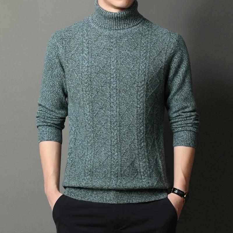 

Thiened High Collar Knitted Sweater Men's Casual Winter Woolen irt Faion New Sle Leisure Knitted Sweater