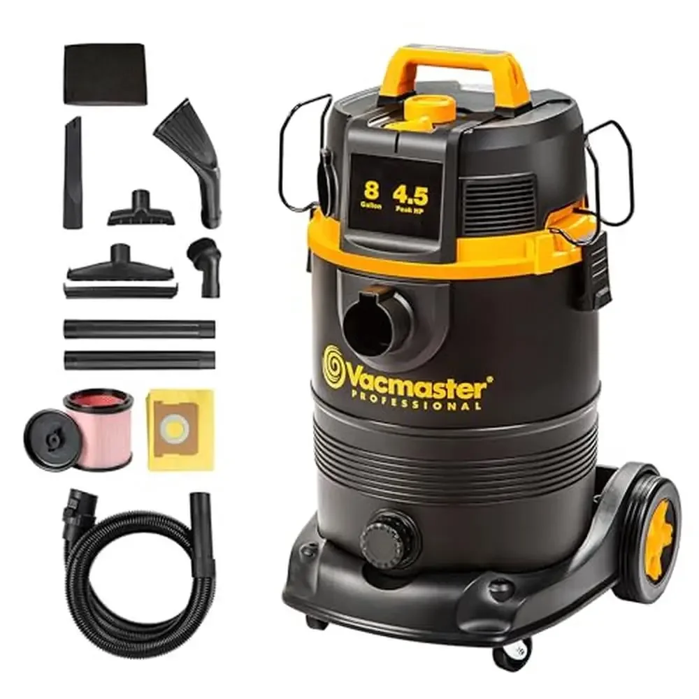 8 Gallon Wet/Dry Vacuum Powerful Suction Self-Cleaning Filter 17ft Reach 11 Accessories Storage Blower Conversion