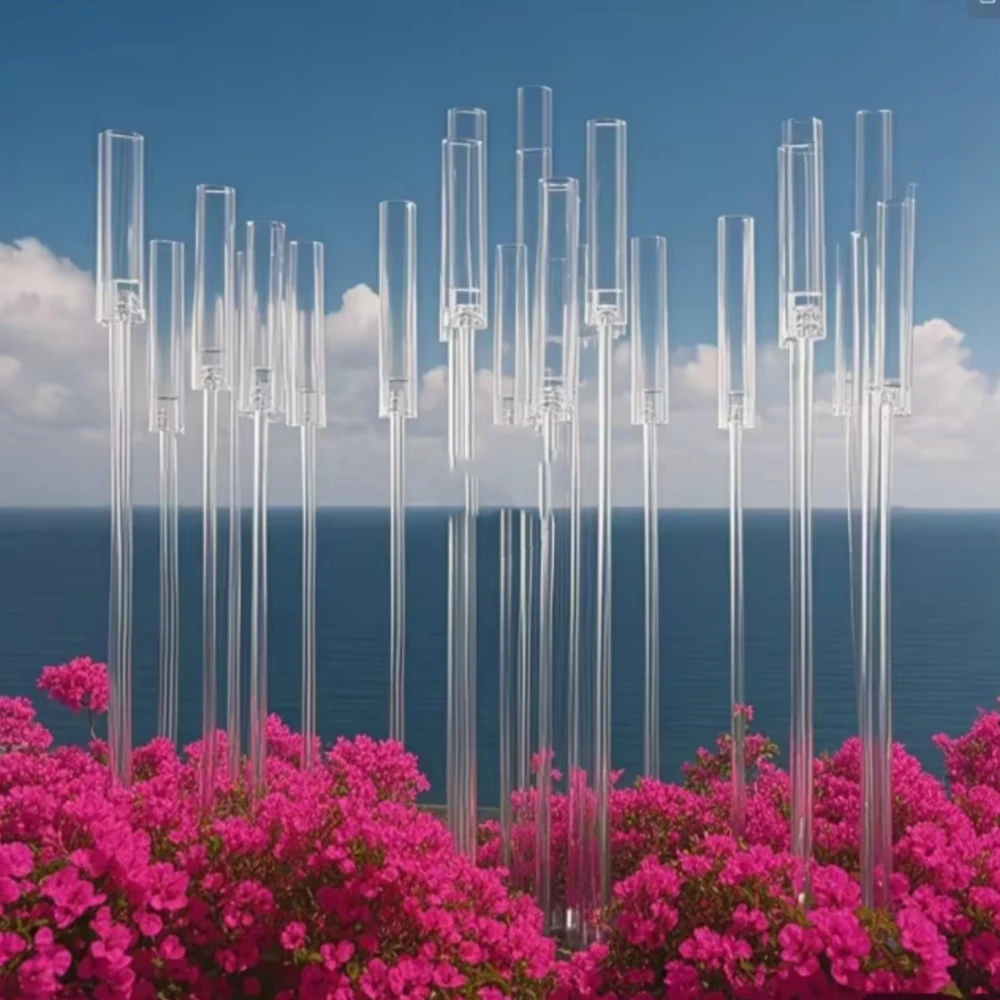 

5pcs/10pcsElegant 9 arm acrylic Chandelier Stand Aisle clear Arch Decor flower Backdrop Stand cylineder Arch For Wedding Party