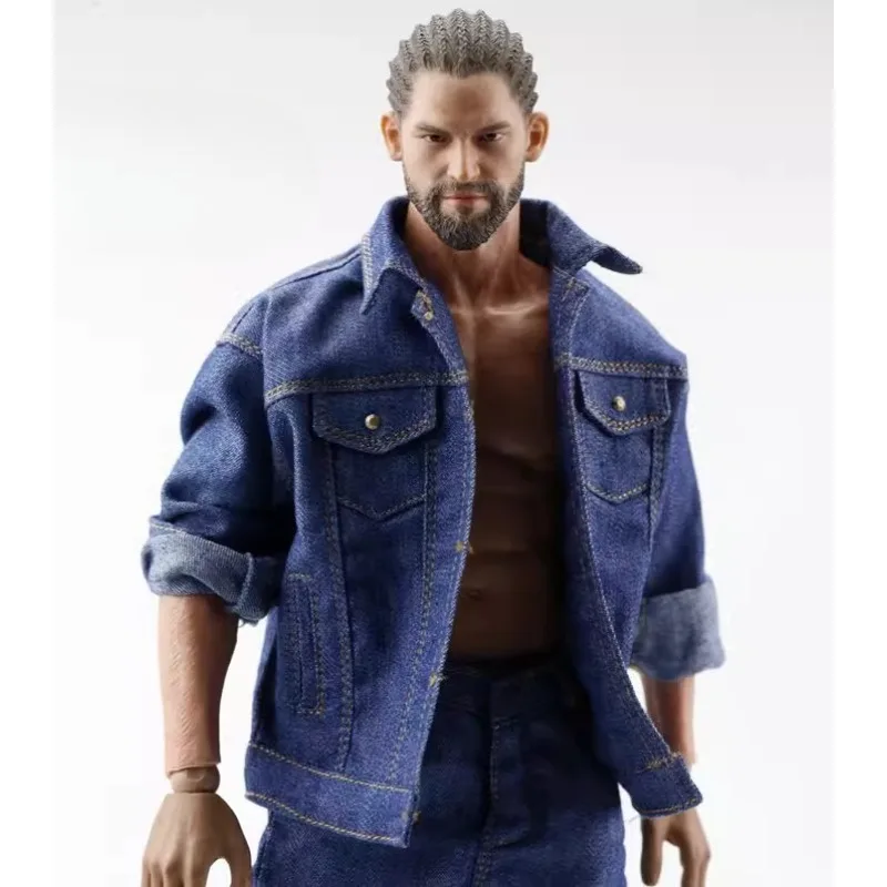 1/6 Scale Male Soldier Fashion Denim Top Coat Jacket Loose Jeans Pants Clothes Model for 12" Action Figures Strong Muscle Body