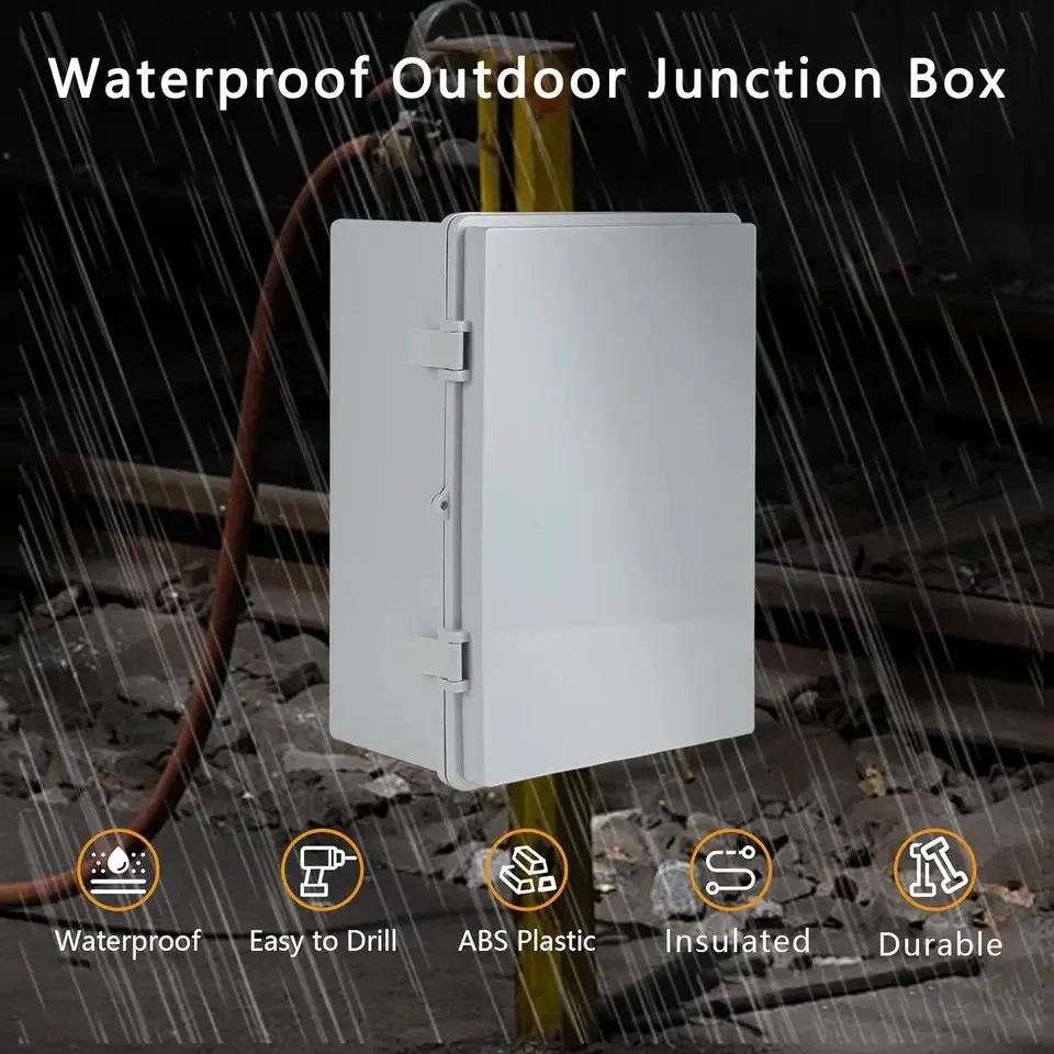 Outdoor Waterproof Electronic Box IP66 Grey/Transparent Cover Distribution Case ABS Housings with Buckle Plastic Junction Box