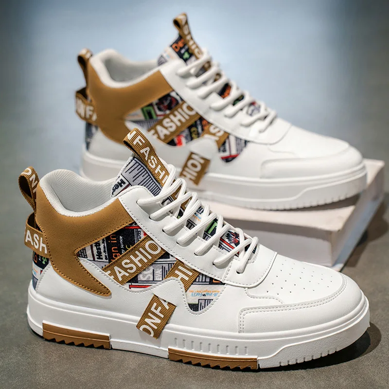 2025年新作メンズハイカットカジュアルシューズ、秋冬ファッショントレンド万能ボードシューズ、トレンドストリートウェアスニーカー