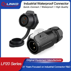 CNLINKO LP20 2/3/4/5/7/9/12 Pin Male to Female Cable Connector Waterproof IP68 PBT Plastic Wire Connector For LED Light Strips