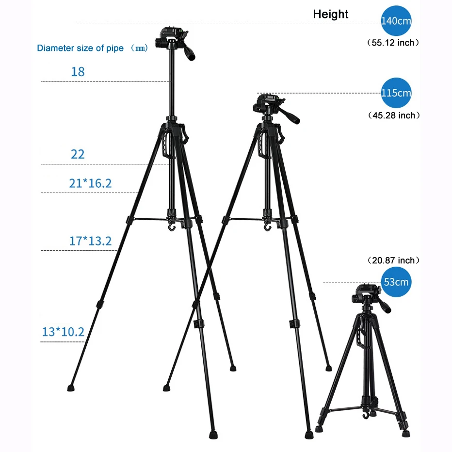 55inch Universal Tripod Stand for Phone Camera Binoculars SLR Telescope Fishing Lights and Beauty Lamp Photography view 4