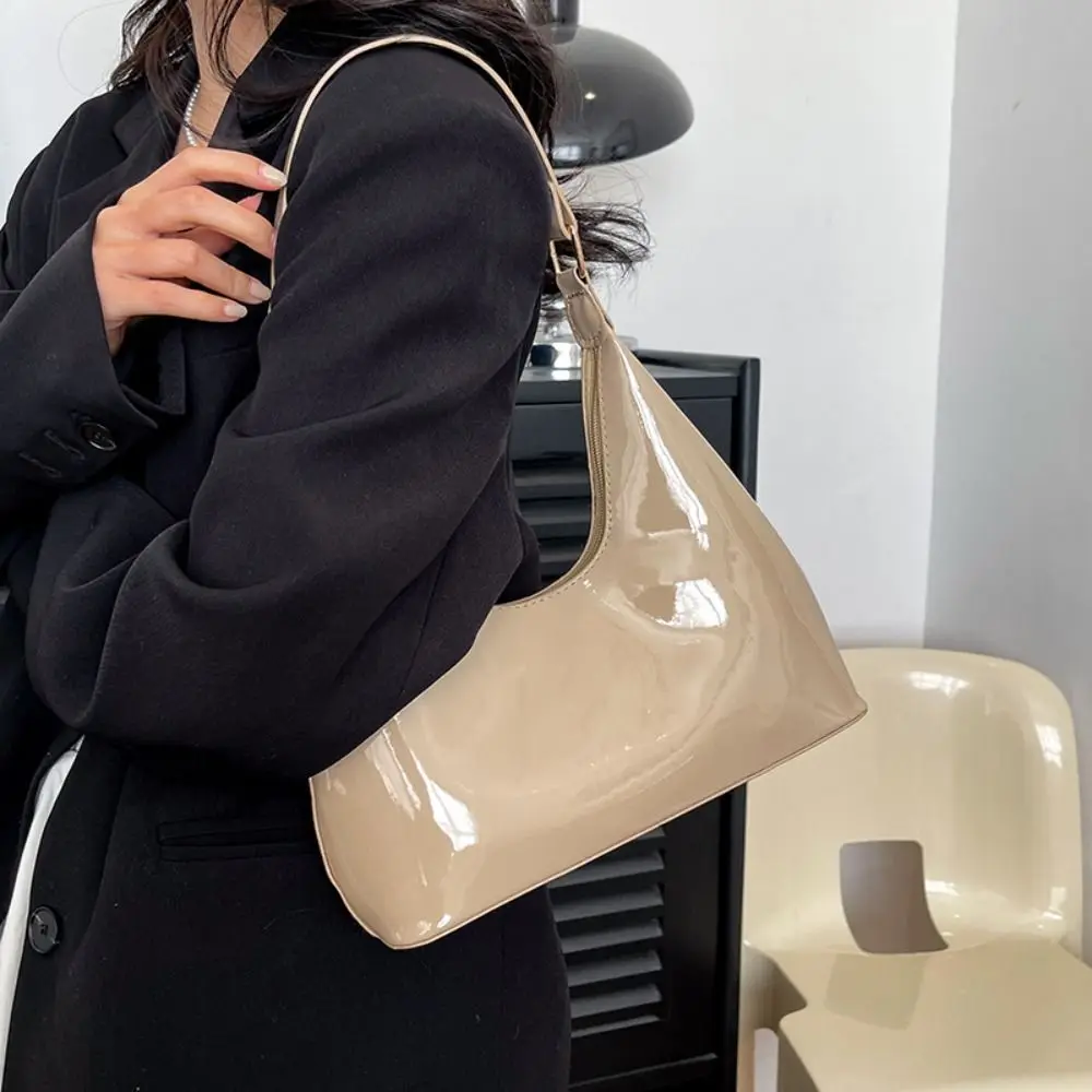

Fashion Glossy Shoulder Bag Solid PU Leather Messenger Bag Handbag Women