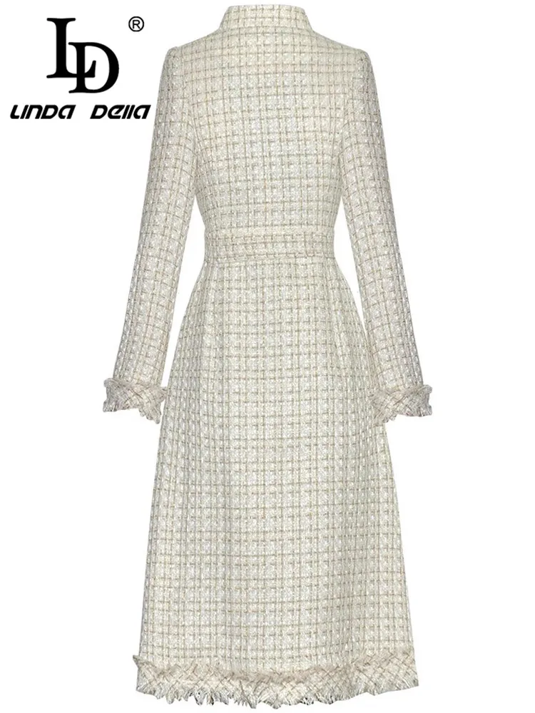 LD LINDA DELLA nuova moda cappotto da donna colletto alla coreana monopetto a maniche lunghe con lacci elegante soprabito autunnale e invernale