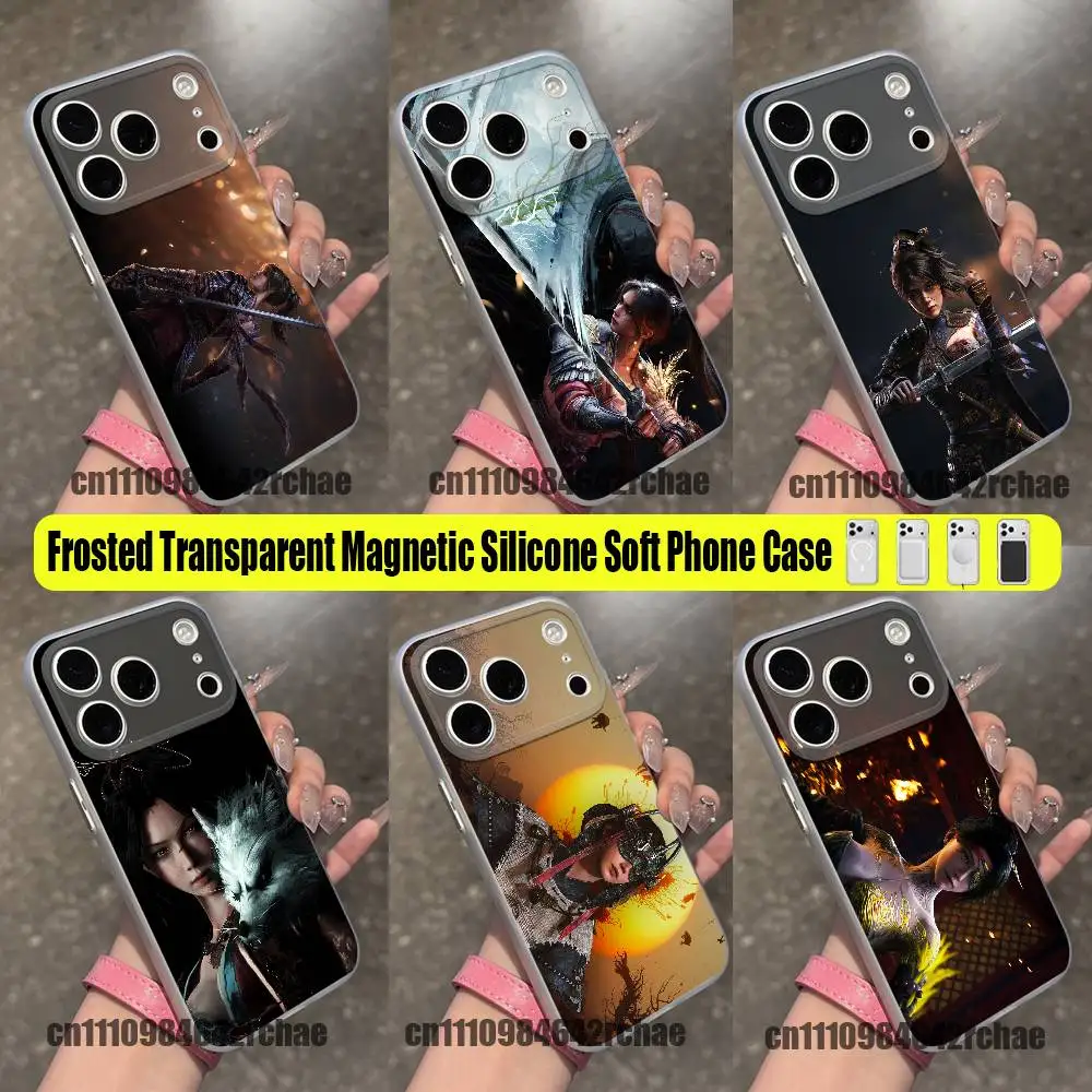 For W-Wuchang Fallen Feathers Phone Case iPhone 12,16,11,14,13,17,15,Pro,Max,Plus,E,Air,Mini Wireless Charge Magnetic Clear