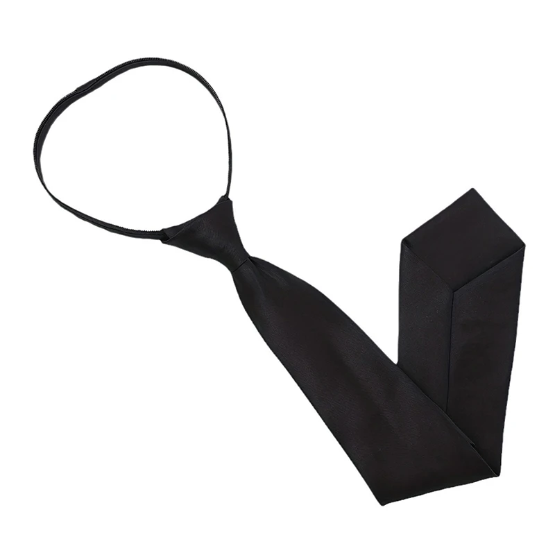 Cravatta sottile nera convertibile unisex con clip; Perfetto per uomini, donne in uniforme o abiti